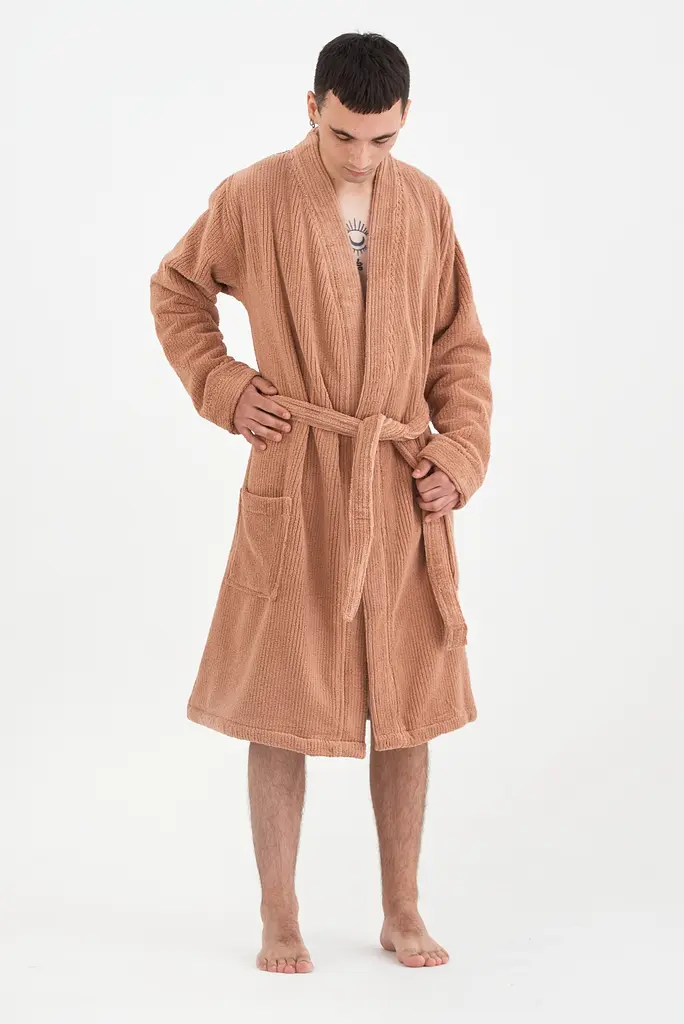 Халат-кимоно unisex Lotus Home - Bold Microcotton kiremit махровый S - фото 4