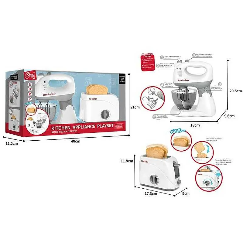 Кухонный набор тостер блендер муляжи пищи подвижные элементы F2316 - фото 2