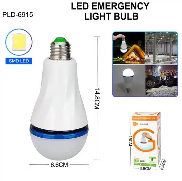 LED-лампа світлодіодна акумуляторна (знімний 18650) автономна аварійна 15 W лампочка, цоколь E27 UKC FA-6915 - фото 2