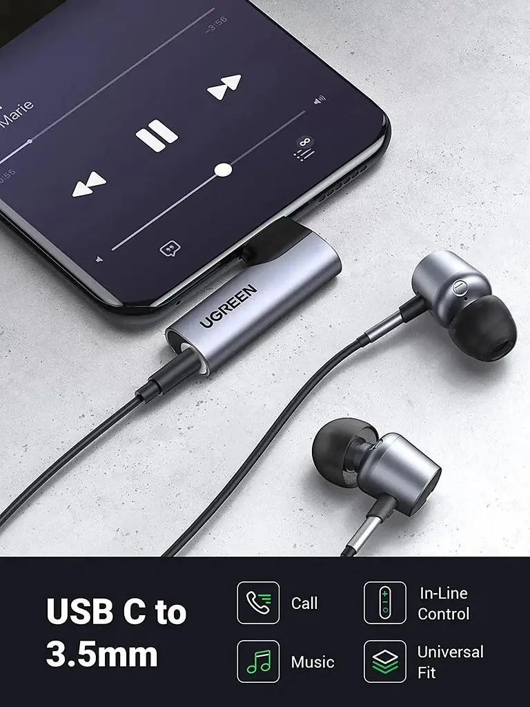 Перехідник UGREEN кутовий Type-C - 3.5 mm адаптер для навушників DAC-чіп (20194) - фото 4