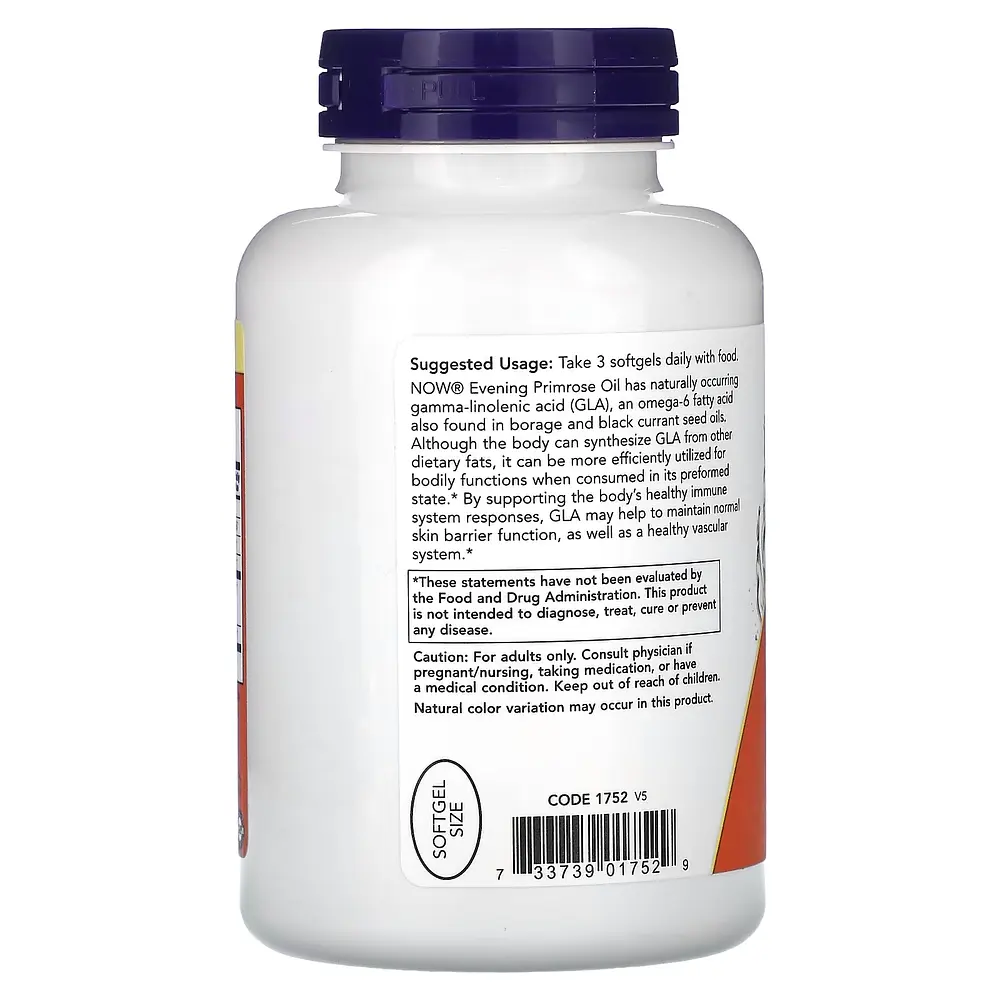 Жирні кислоти NOW Evening Primrose Oil 500 mg, 250 капсул - фото 3