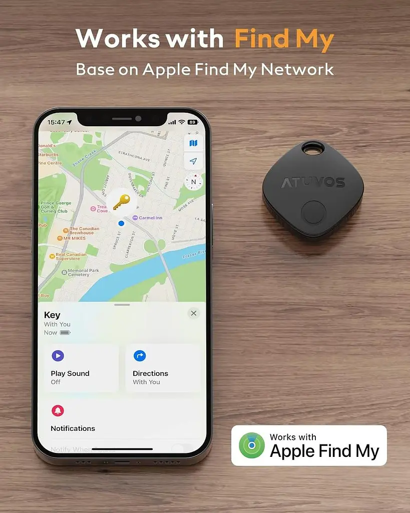 Локатор ATUVOS Keys Finder 2 Pack, Bluetooth Luggage Tracker Працює з Apple Find My (тільки iOS), Item Locator GPS Tracker - фото 4