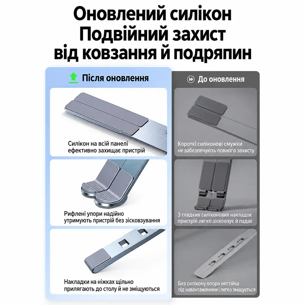 Складная подставка для ноутбука UGREEN LP451 до 17,3″ 5 уровней регулировки высоты высота от 68 до 148 мм с автоматической фиксацией положения с силиконовыми накладками против скольжения и царапин с открытой конструкцией нагрузка до 5 кг также для планшетов до 17,3″ космический серый (90312) - фото 8