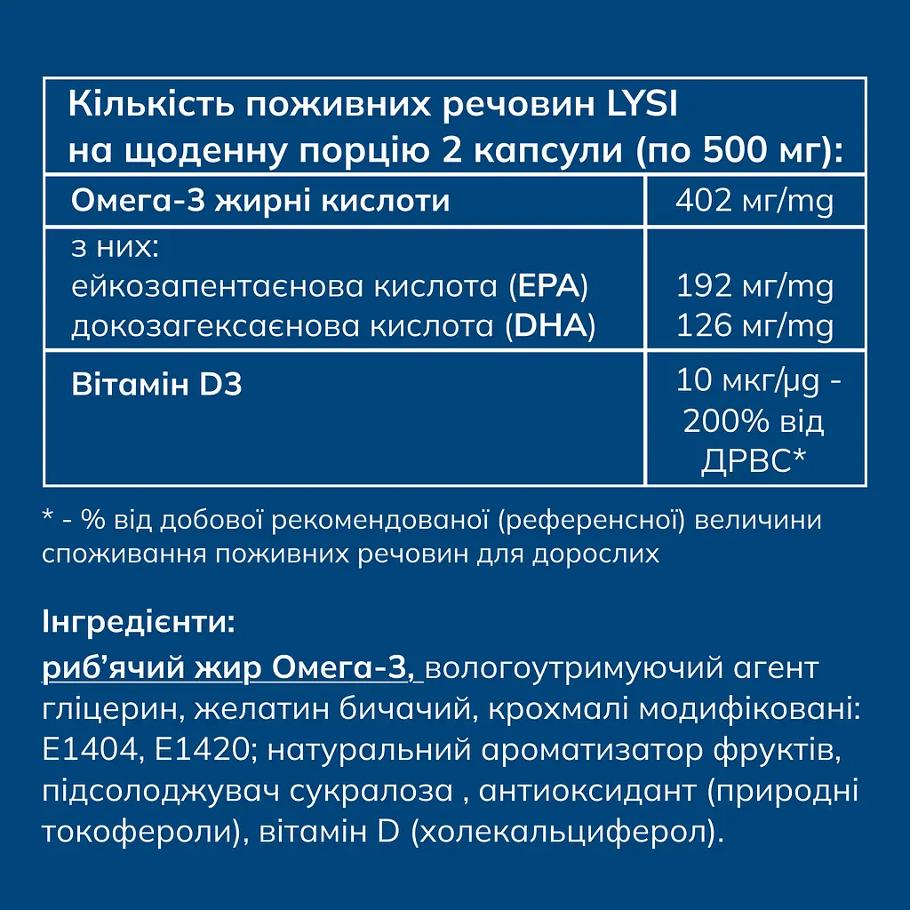 Набор: омега-3 для детей Lysi с витамином D3 жевательные капсулы с фруктовым вкусом №60 + омега-3 Lysi Forte капсулы 1000 мг №64 - фото 9