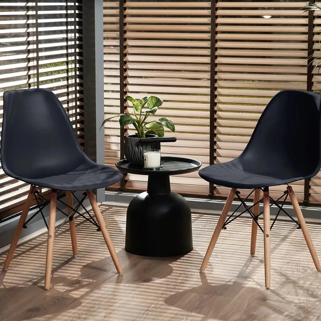 Стул Jumi Eva в скандинавском стиле с деревянными ножками черный - фото 10