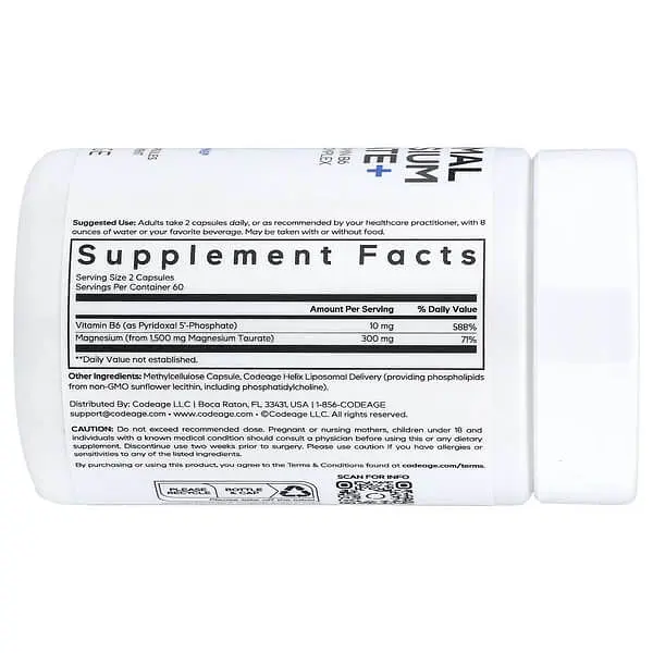 Магній Liposomal Magnesium Taurate+ 120 Capsules Codeage vit0005500 - фото 2