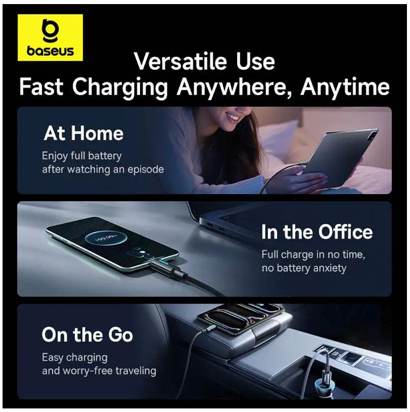 Кабель Baseus Lit Button-Control Fast Charging Data Cable USB-A to USB-C 2m з індикатором (P10379002121-01) - фото 7