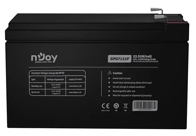 Акумуляторна батарея Njoy GP07122F 12V 7AH (BTVACGUOBTD2FCN01B) AGM - фото 2