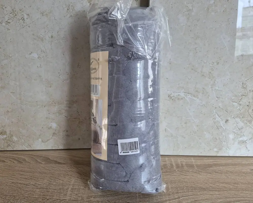 Плед-покривало Koloco королівський шарпей 1-152 смужка 5 см 200х230 сіро-синій - фото 5