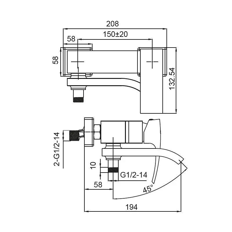 Змішувач для ванни Koer KB-41007-05 (KR3455) - фото 2