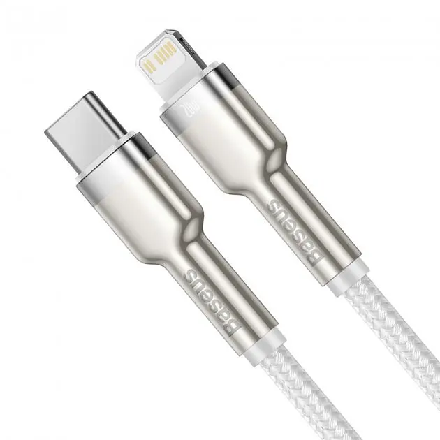 Кабель Baseus Cafule Metal USB-C to Lightning PD 20W 2m White (CATLJK-B02) [71406] - фото 2