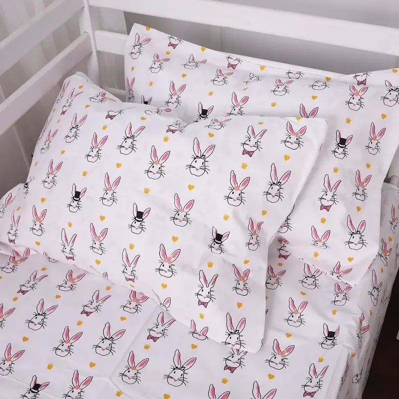Комплект постільної білизни MirSon Бязь Kids Time 17-0529 Bunnies 110x140 см білий (2200008612566) - фото 6