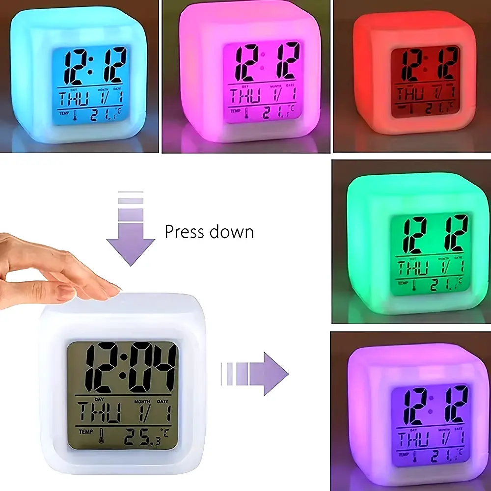 Годинник UFT Clock kub Colour Changing з термометром хамелеон - фото 2
