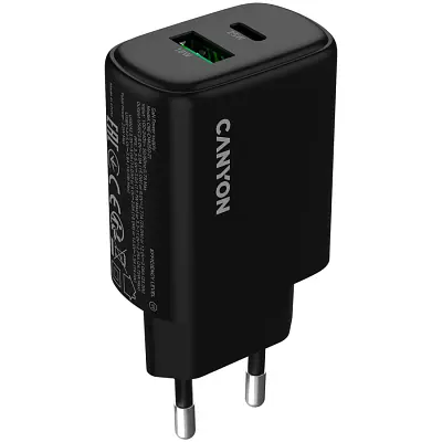 Зарядний пристрій Canyon OnCharge 250 25W 1xPD 1xQC EU Black (CNE-CHA250-31) - фото 6