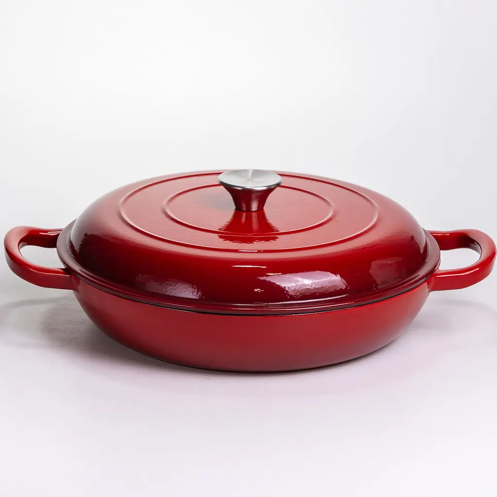 Сотейник-жаровня чавунний з емальованим покриттям 3 л, червоний Yongkang HP-FLG-15 RED