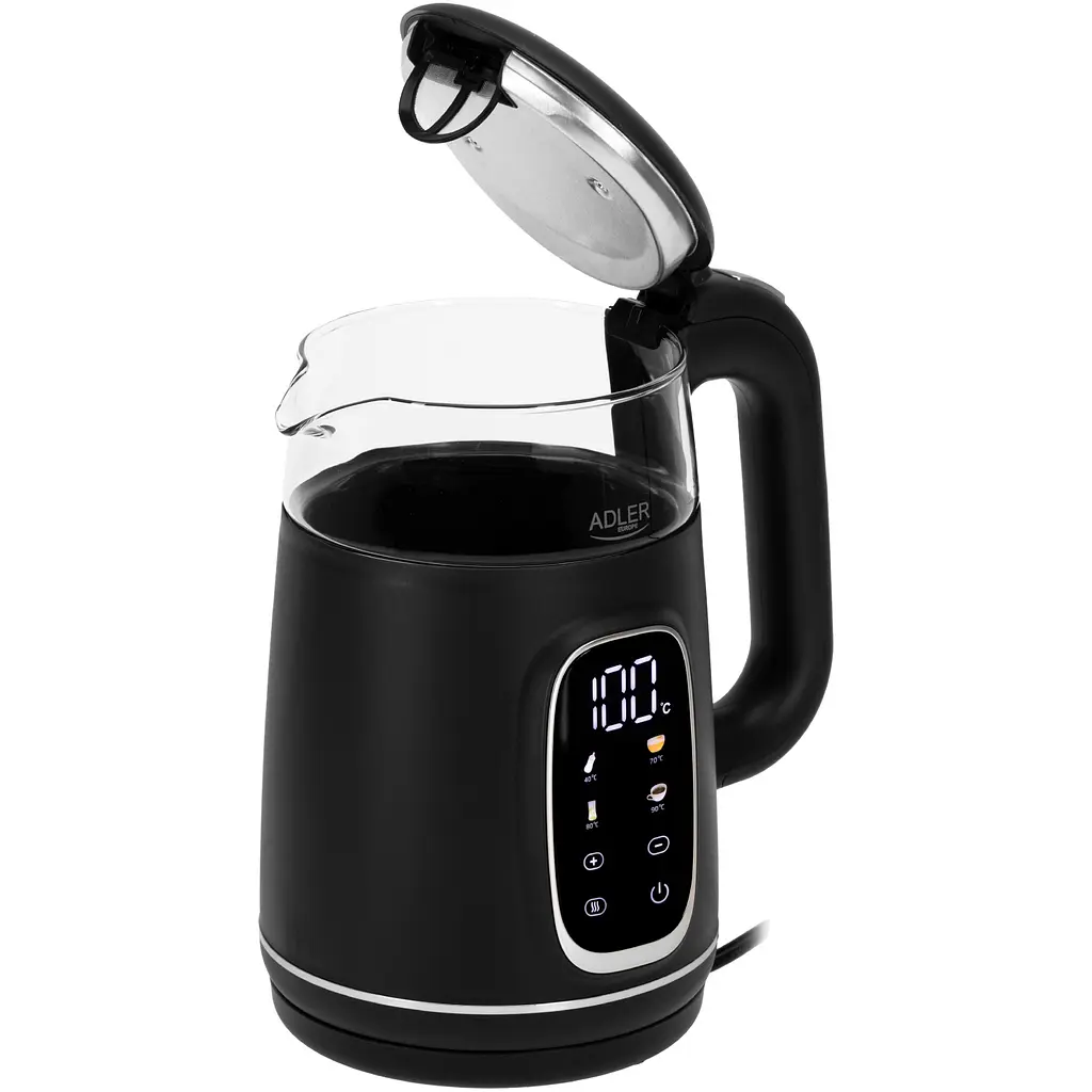 Електрочайник Adler AD 1305 black silver 1850-2200 Вт 1.7 л скло встановлення температури - фото 3