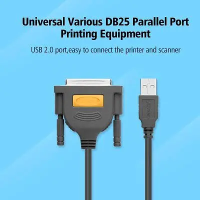 Кабель для принтера USB 2.0 to DB25 2.0m US167 black Ugreen (20224) - фото 4