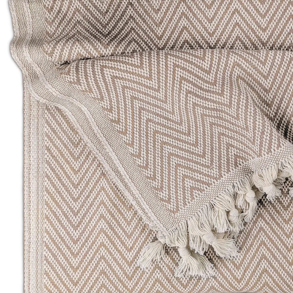 Плед хлопковый Cosas ZIGZAG CS2 180х230 см бежевый (Plaid_Zigzag_03Magnolia_180x230) - фото 4