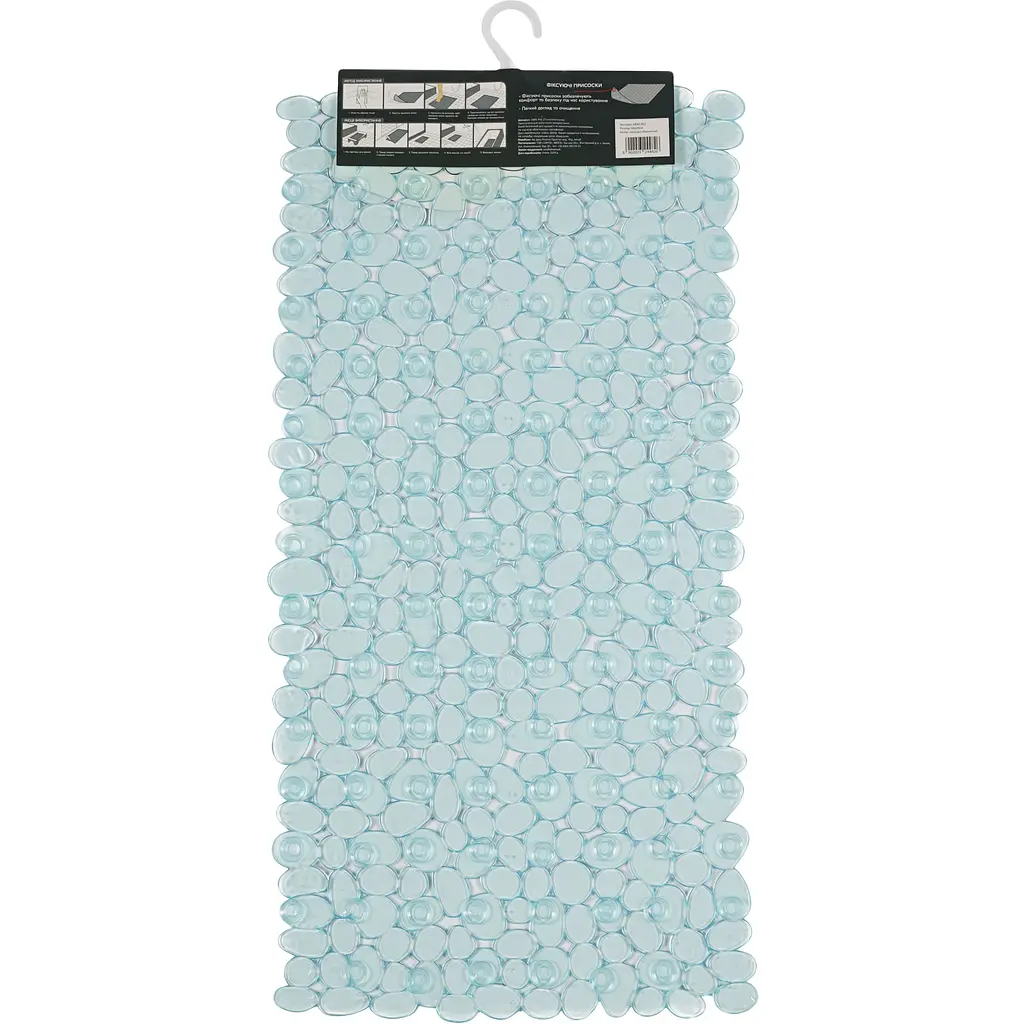 Килимок для ванної Eco Fabric Галька 68х34 см прозоро-блакитний (6834-003) - фото 4