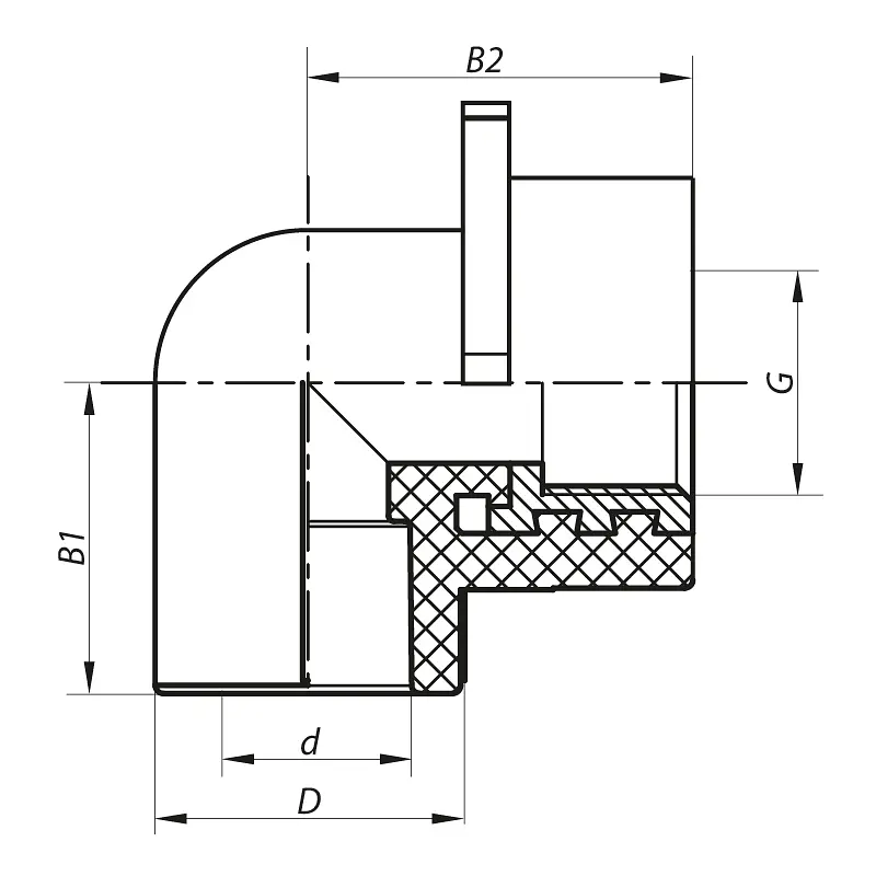 Кутник інсталяційний для гіпсокартонних стін ВР Koer 20x1/2F PPR K0189.Pro KP0244 - фото 2