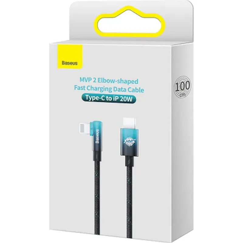 Дата кабель USB-C to Lightning 1.0m 20W 90° corner black/blue Baseus (CAVP000221) - фото 5