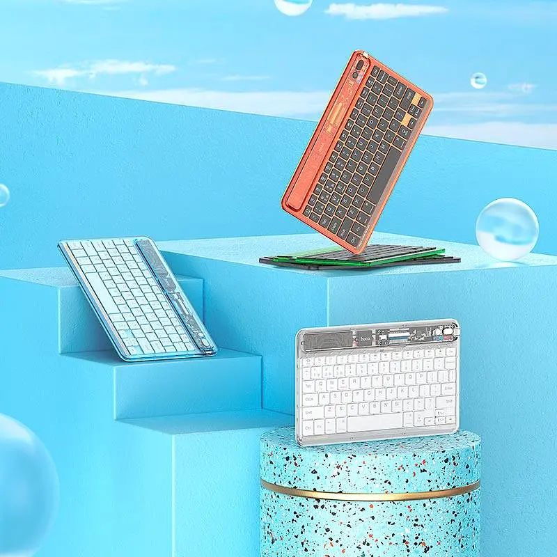 Клавиатура HOCO Transparent Discovery edition wireless BT keyboard S55 (только английский) черная - фото 2