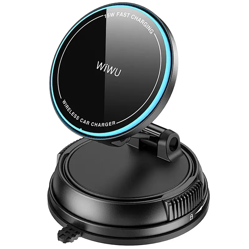Автотримач з Бездротовий зарядний пристрій WIWU CH-326 Universal Vacuum Suction Magnetic 15W Black - фото 5