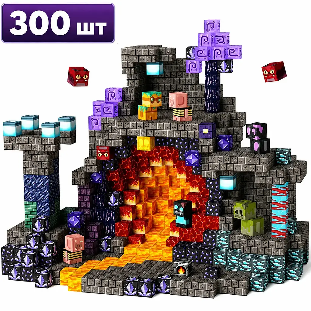 Магнітний конструктор Minecraft 300 шт по грі Майнкрафт Підземелля та лава Mk001019.3 - фото 7