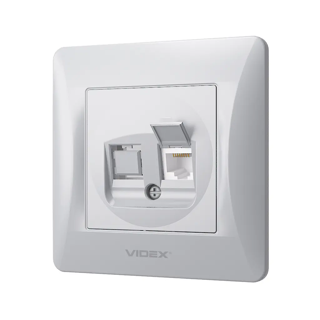 Розетка CAT6 одинарна комп'ютерна срібний шовк VIDEX BINERA VIDEX (24904-000) - фото 3