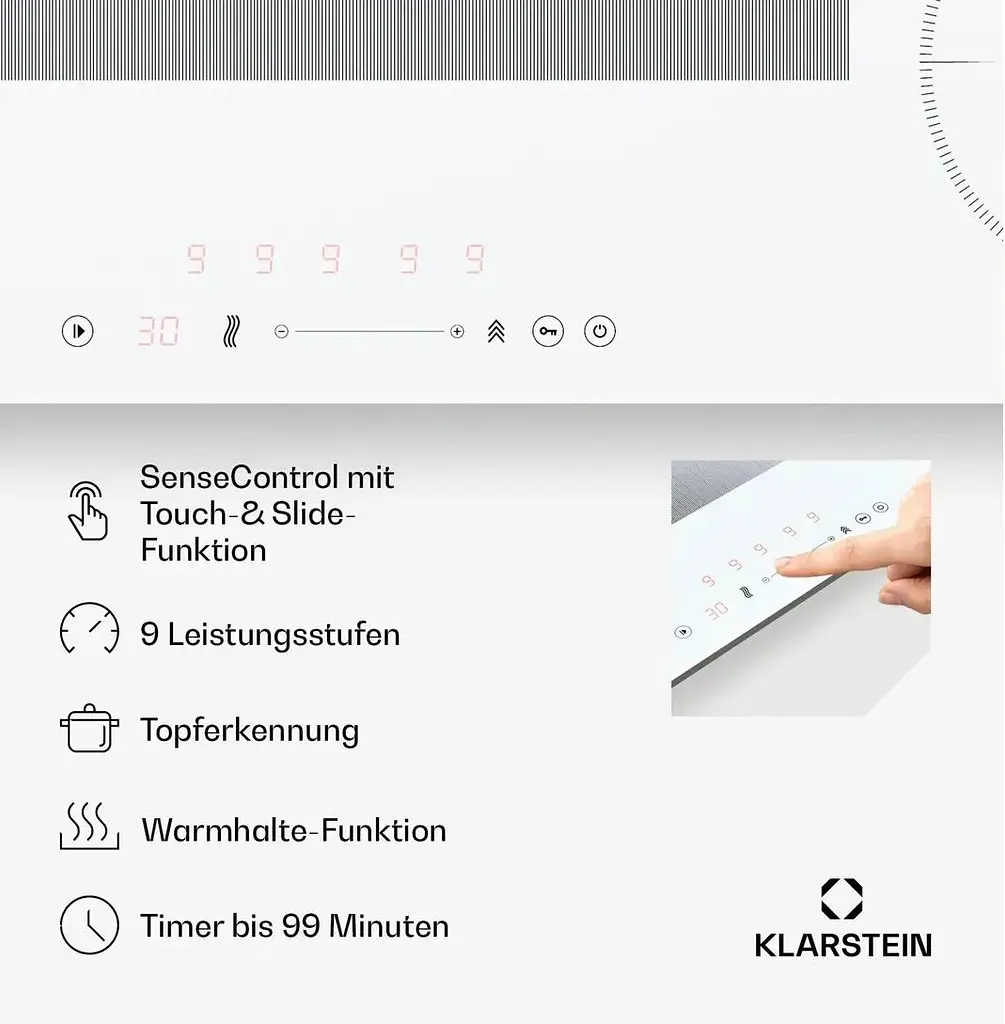 Індукційна плита Klarstein Delicatessa 90 SlimHybrid 7000 Вт (10045613) - фото 3