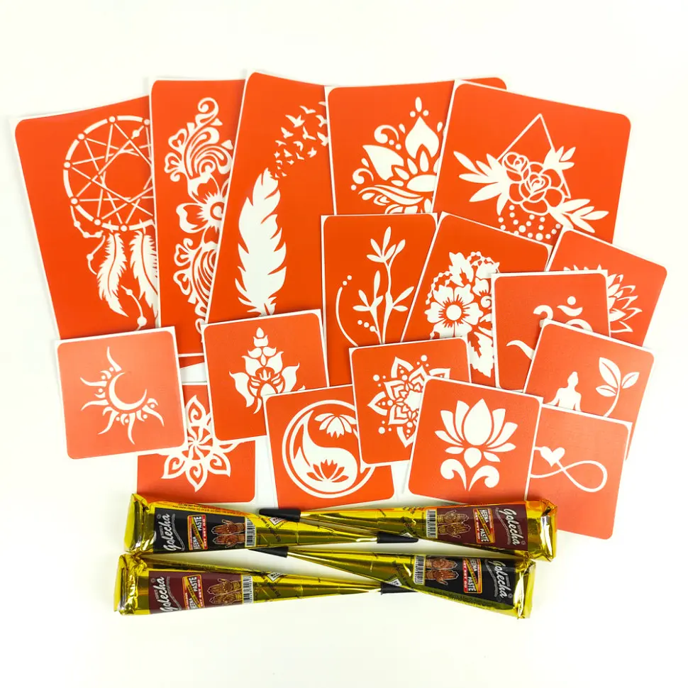 Набір хни з трафаретами для біо-тату №6 Fresh Tattoo henna-set-06 - фото 3