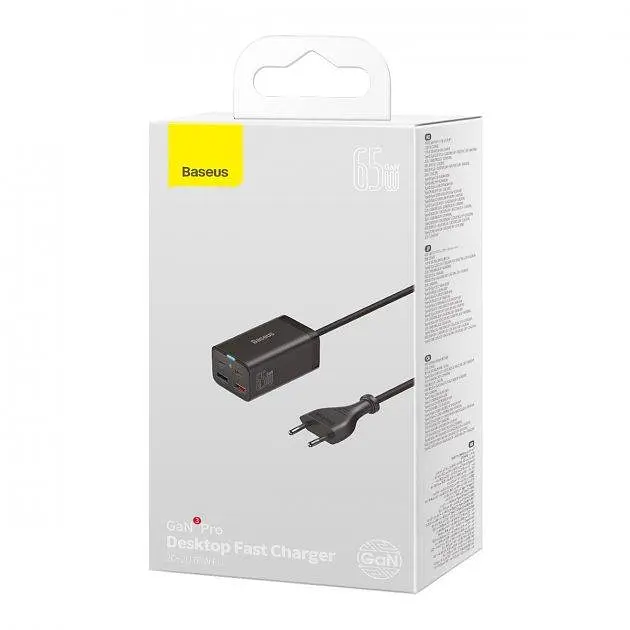 Зарядное устройство для Baseus GaN 3 Pro 2xUSB 2xType-C 65W CCGP040101 черное - фото 7