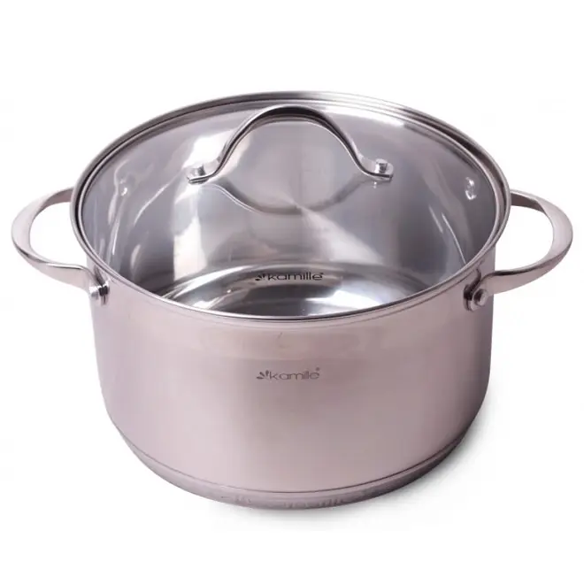 Кастрюля с крышкой Kamille 22 см 4.7 л серая (KM-4722S) - фото 2
