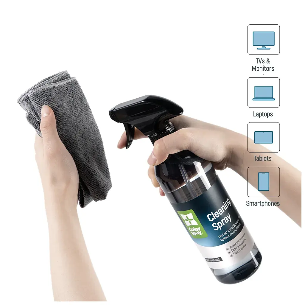 Спрей для очищення ColorWay Cleaning Kit, Large, OLED/LED/LCD/TFT, 550ml, microfibre*2 (CW-5500) - фото 4