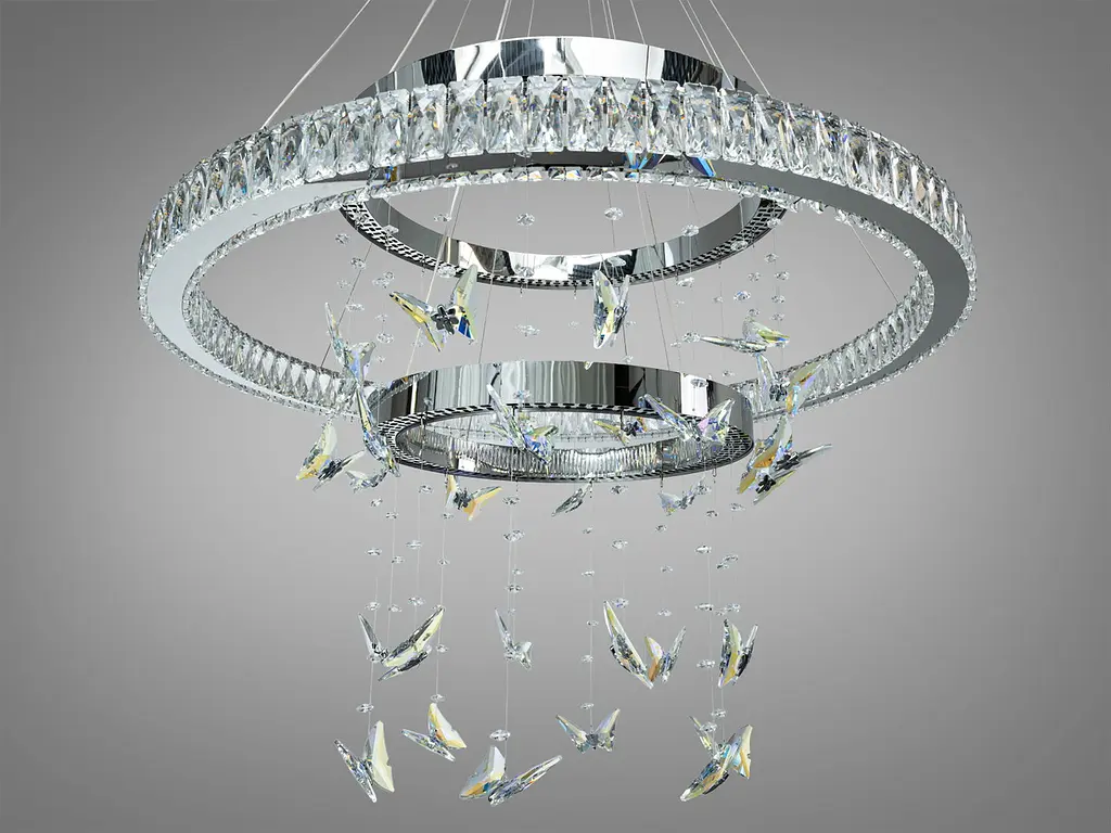 LED-люстра Diasha 598/800+500+400HR хром з метеликами 176 Вт пульт - фото 5