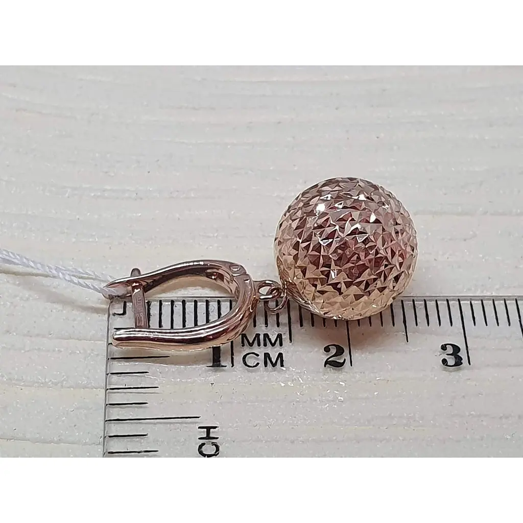 Золоті сережки-підвіски Favoritum Кулі з алмазною гранню. 210137_12_А - фото 5