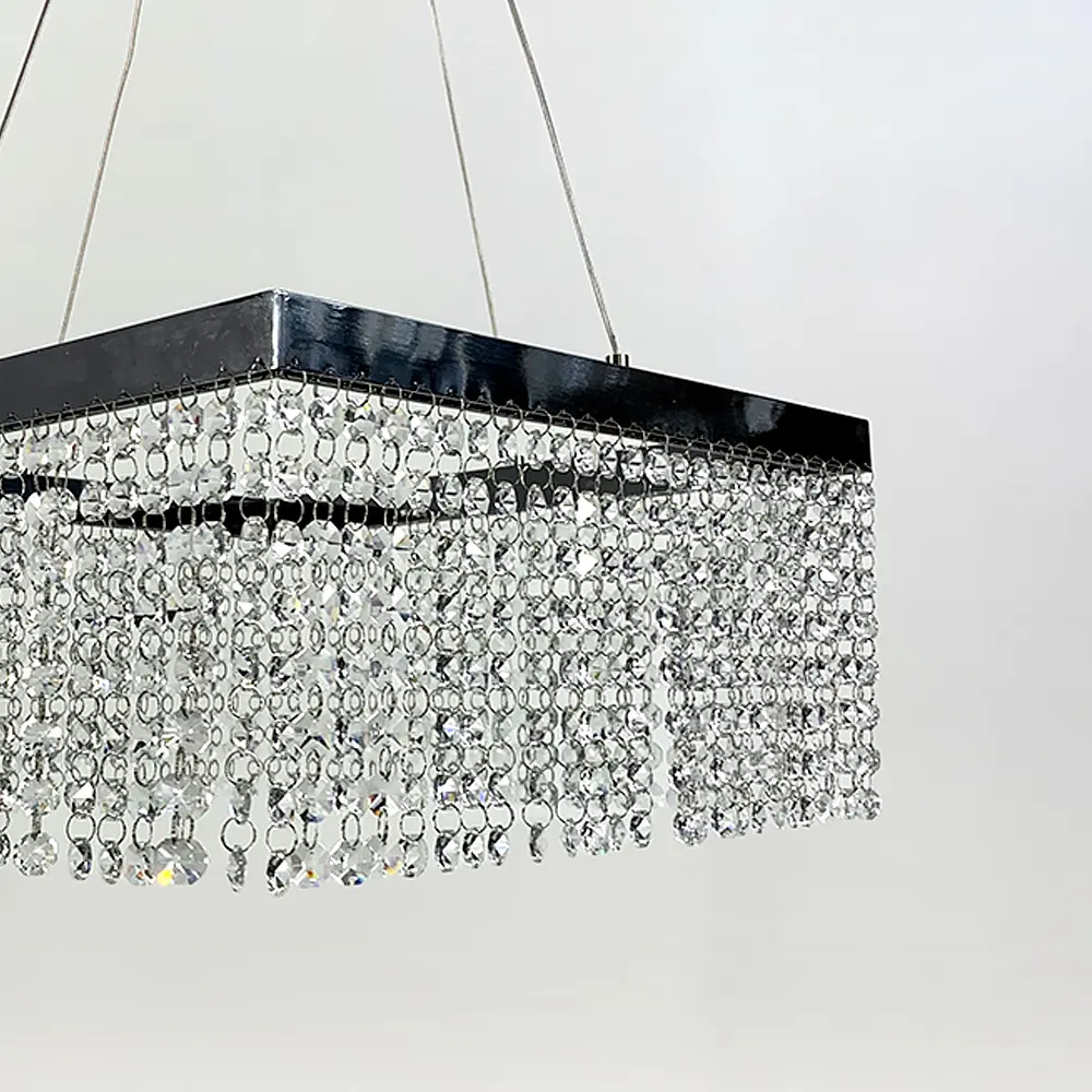 Невероятная хрустальная квадратная люстра с серебряной обводкой h25 Line.F Диаметр 30см - фото 3