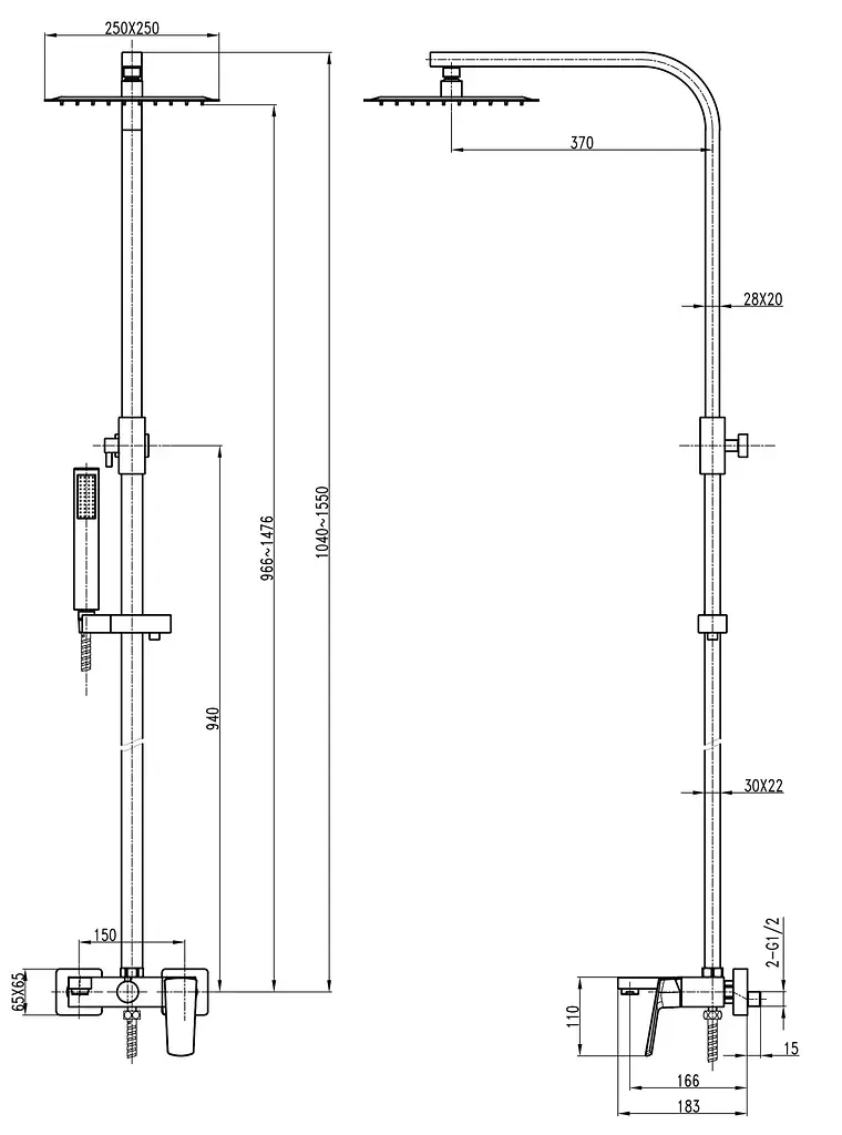 Душова система Topaz Lexi TL 21102-H57-00, Хром - фото 5
