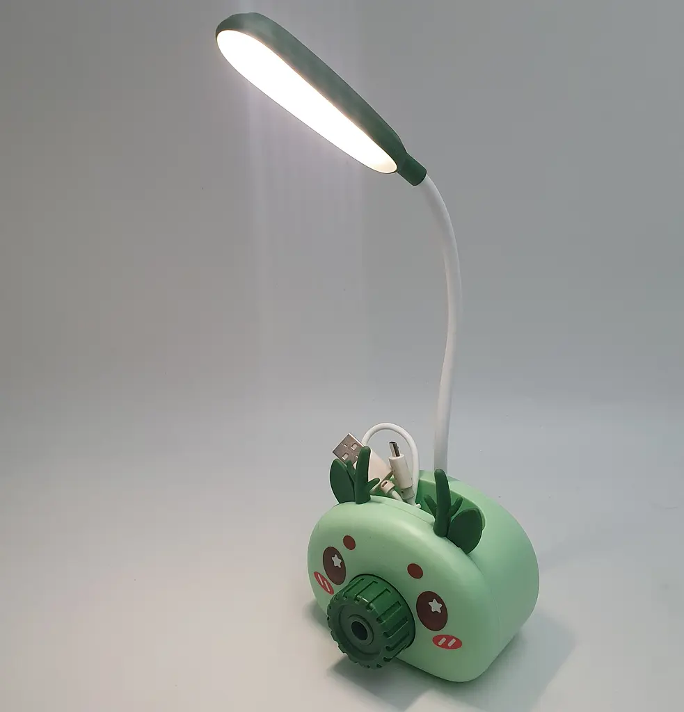 Настільна LED-лампа дитяча акумуляторна на гнучкій ніжці 22 см з органайзером точилкою та підставкою для телефону світильник Elite EL-2178 зелена - фото 2