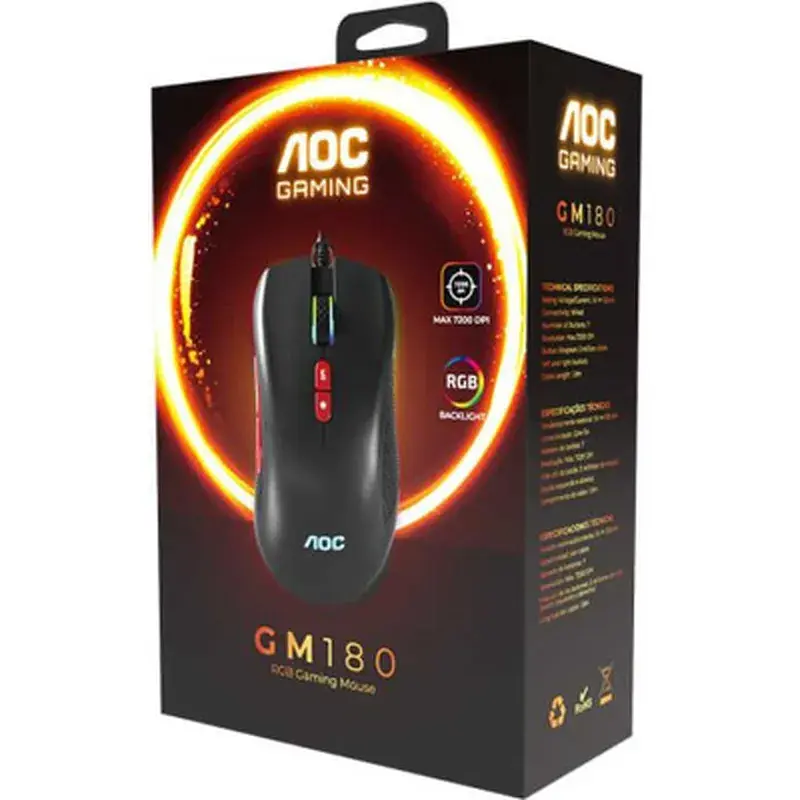Мишка AOC GM180B LED USB Black (GM180B/LA) - фото 2
