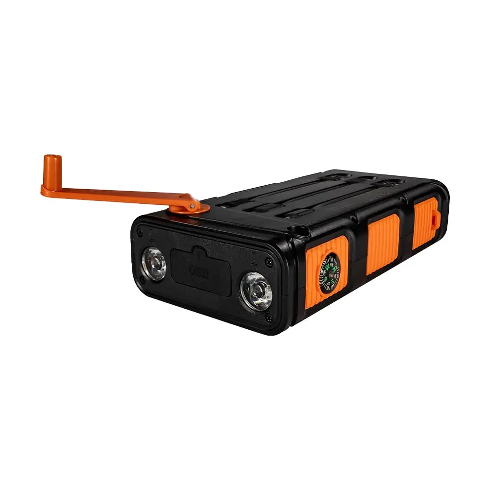 Повербанк с солнечной панелью 30000mAh Power Bank Kraft KPB-U1930HCSL Orange фонарь, динамогенератор (43-00065) - фото 6