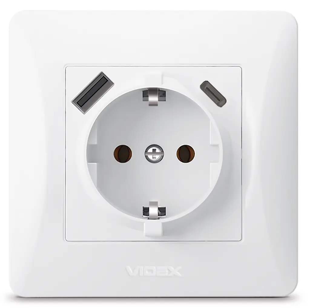 Розетка Videx Binera одинарна із заземленням з USB+USB-C біла (VF-BNSK1GUC-W) - фото 3