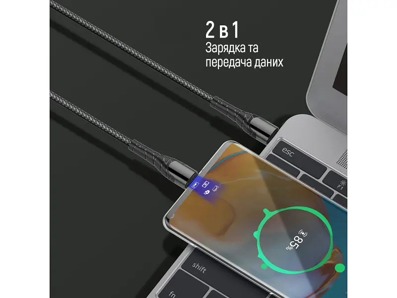 Кабель ColorWay USB-C to USB-C 2m Grey (CW-CBPDCC039-GR) - фото 10