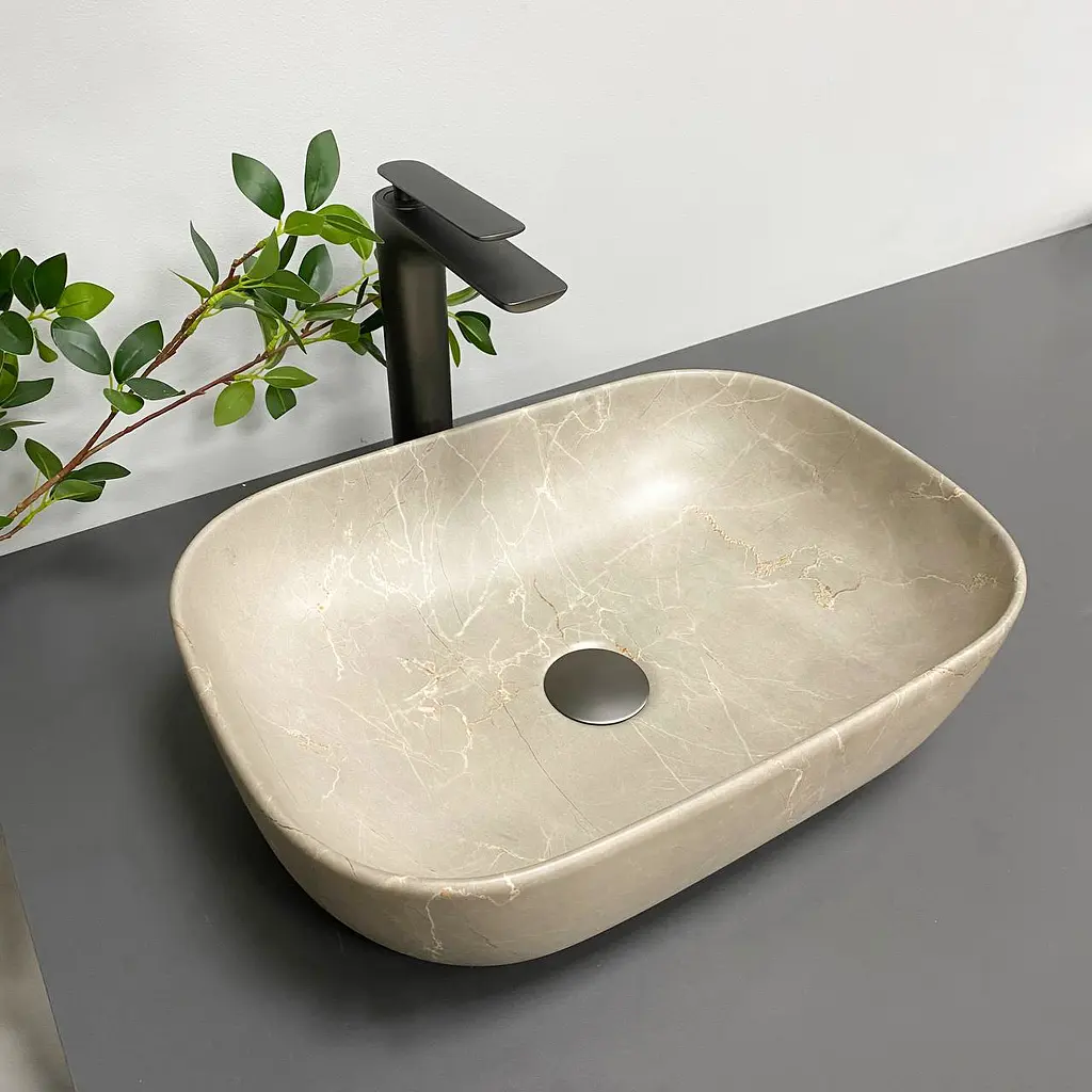 Умивальник VBI Ravenna beige stone matt накладний VBI-011215 - фото 3