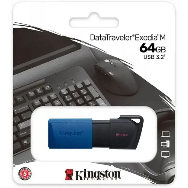 USB флеш-накопитель Kingston DataTraveler Exodia M 64GB USB-A 3.2 Gen 1 Black/Blue (DTXM/64GB) [76430] - фото 6