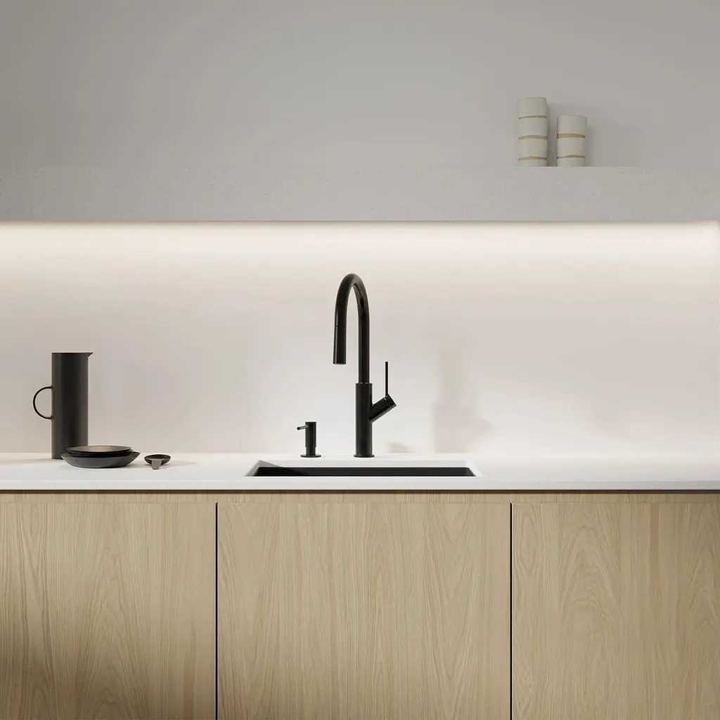 Смеситель для кухни с вытяжным изливом Omnires Bend matt black (BE6455BL) черный - матовый - фото 3