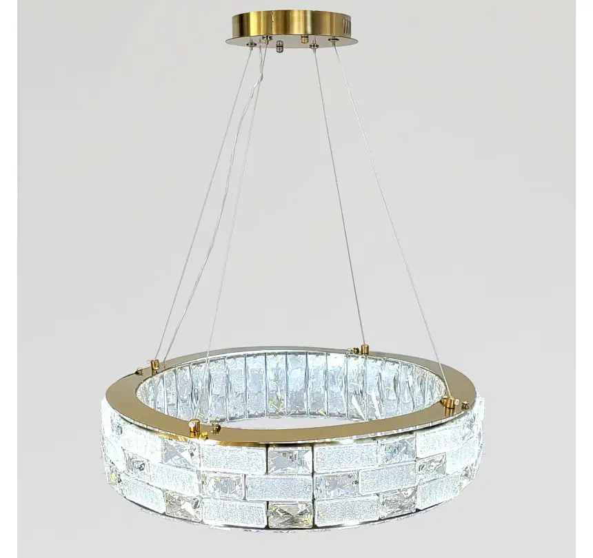 Світлодіодна люстра підвісна Artlight 8003/500GD з прозорим скляним кільцем в золотому кольорі, 38W - фото 3