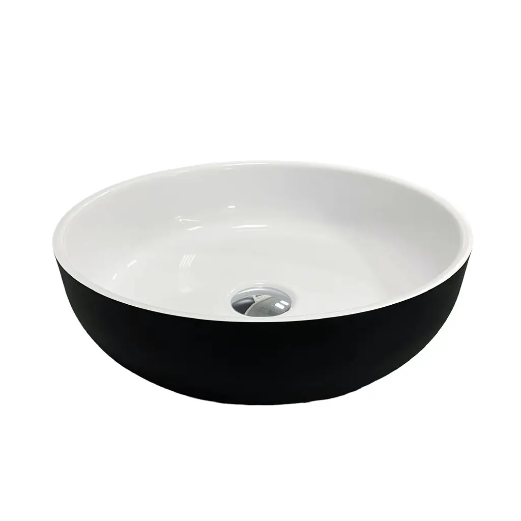 Умивальник накладна чаша Adamant Sunline New Black-White glossy d395x130мм 39,5 см