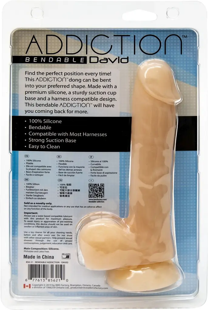 Реалістичний силіконовий фалоімітатор на присосці Addiction David 8 Bendable Silicone Dong, 15.2х3.8 см - фото 5
