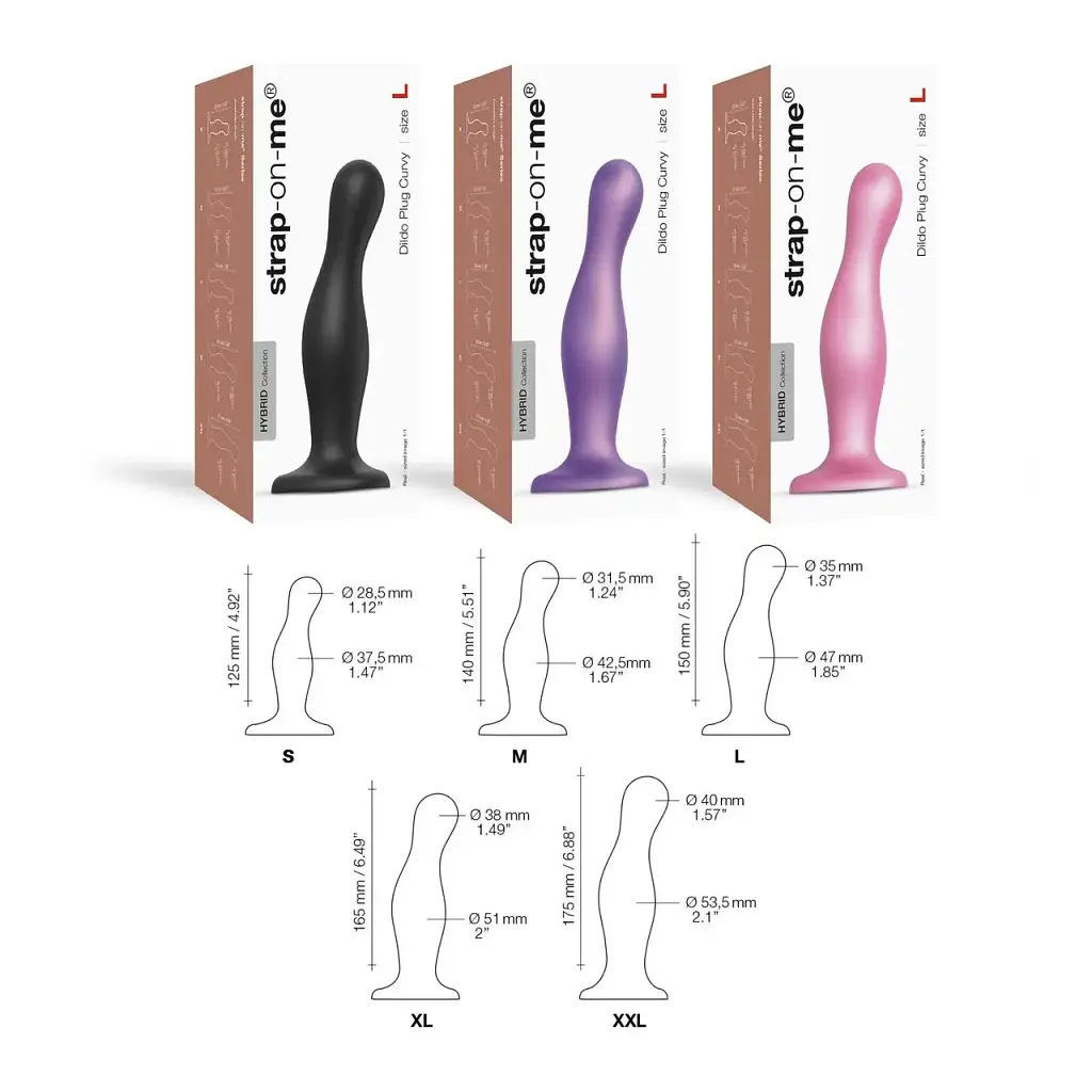 Насадка для страпону Strap-On-Me Dildo Plug Curvy Rose Dragee Metallic M - фото 5